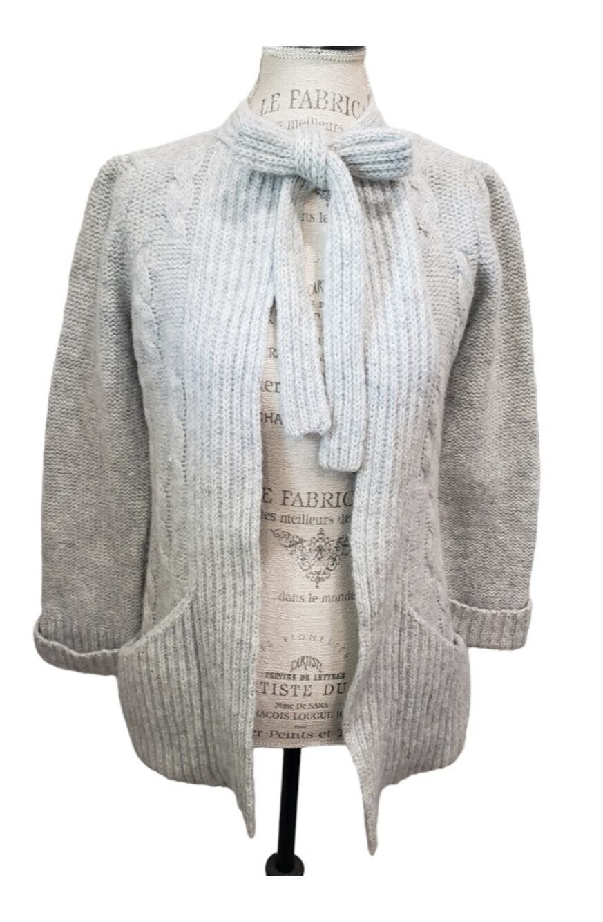 Marisa Christina Cardigan Shetland Wool Shoulder Padding Long Sleeve Sweater